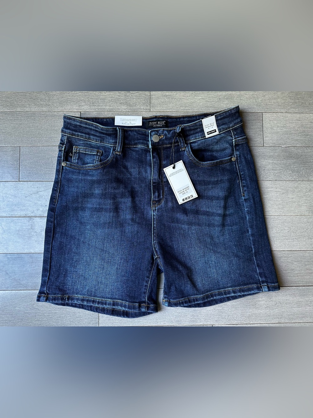 Women’s Blue Dark Wash Denim Judy Blue High Rise Jean Shorts Summer NWT Size XL